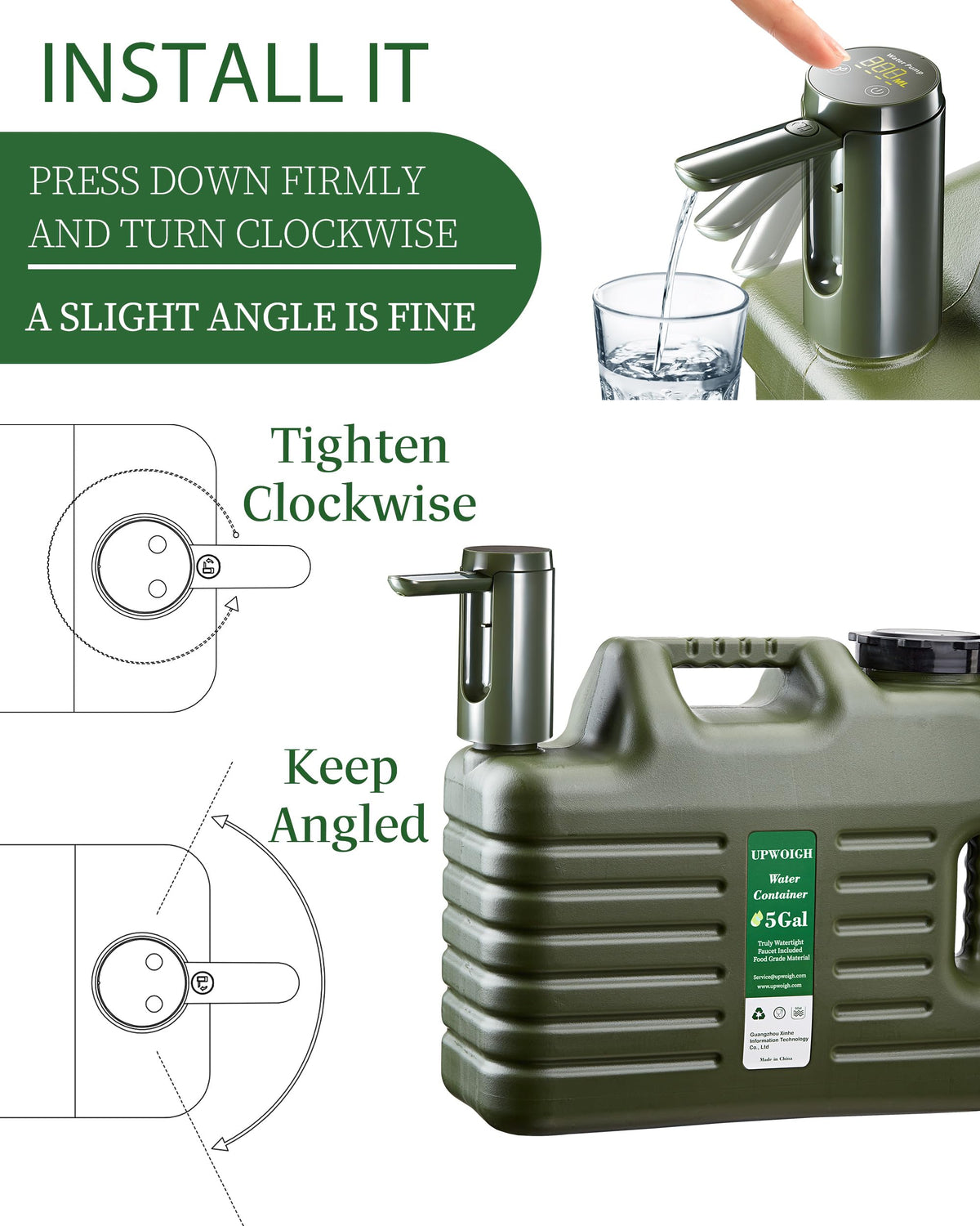 5 Gallon Water Jug with Rechargeable Touch Pump M790115