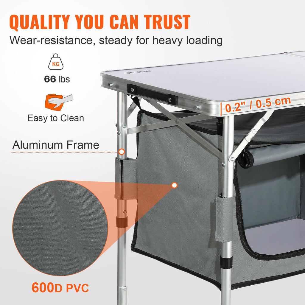 Folding Camping Cooking Table with Storage Organizer K972026
