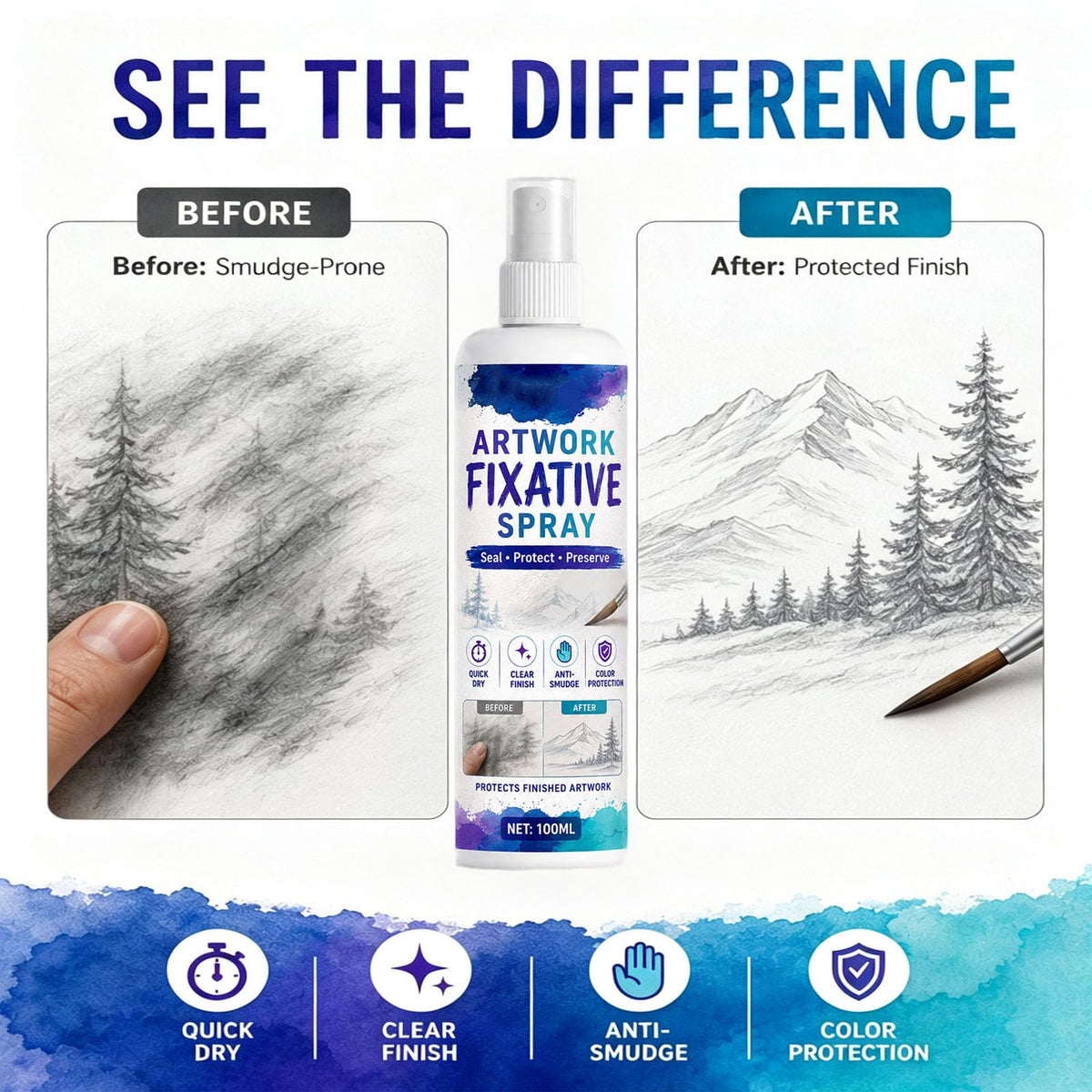Quick-Dry Smudge-Proof Clear Matte Fixative Spray (7PCS) G40009