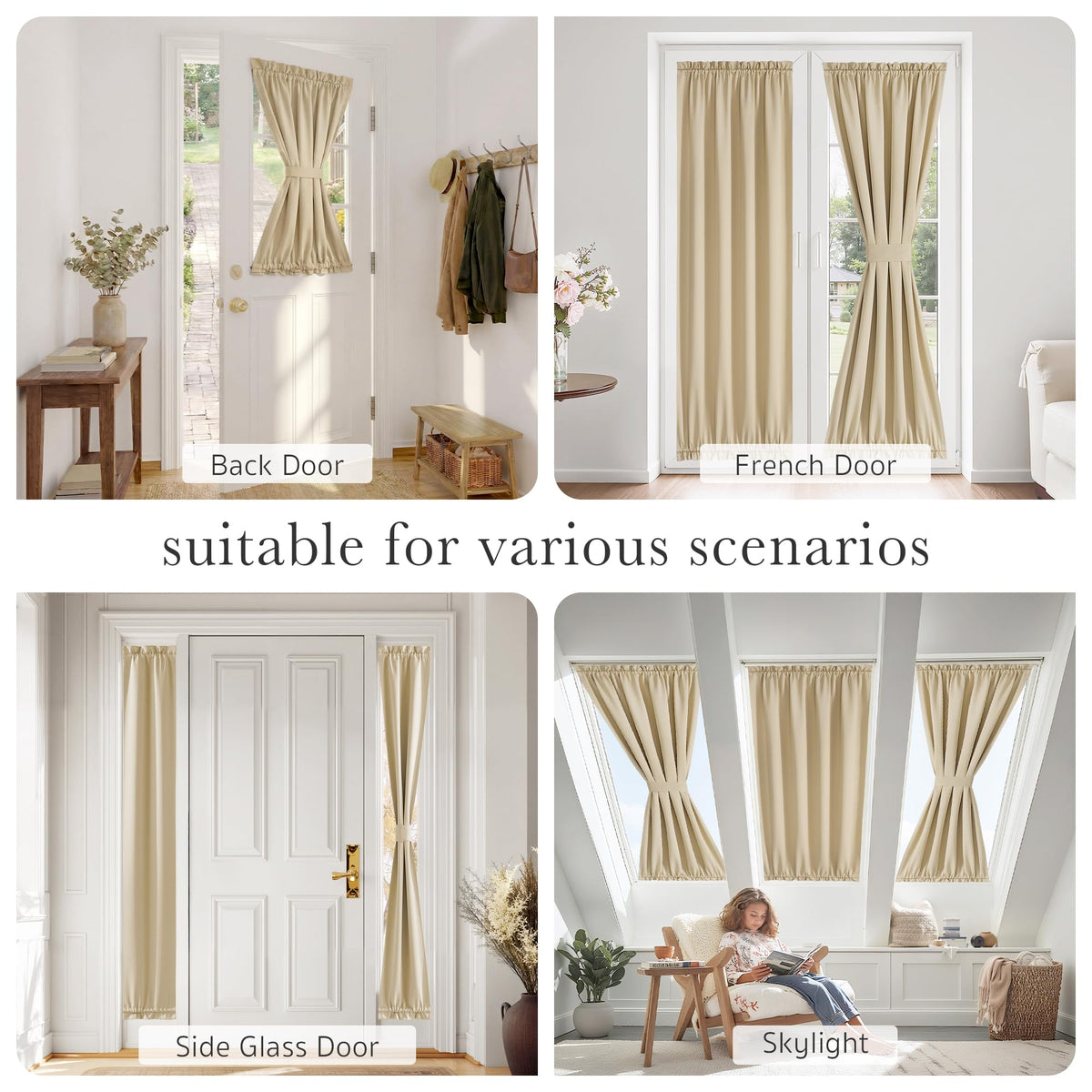 Sidelight Door Curtain 25" W x 72" L Biscotti Beige 1 Panel B674