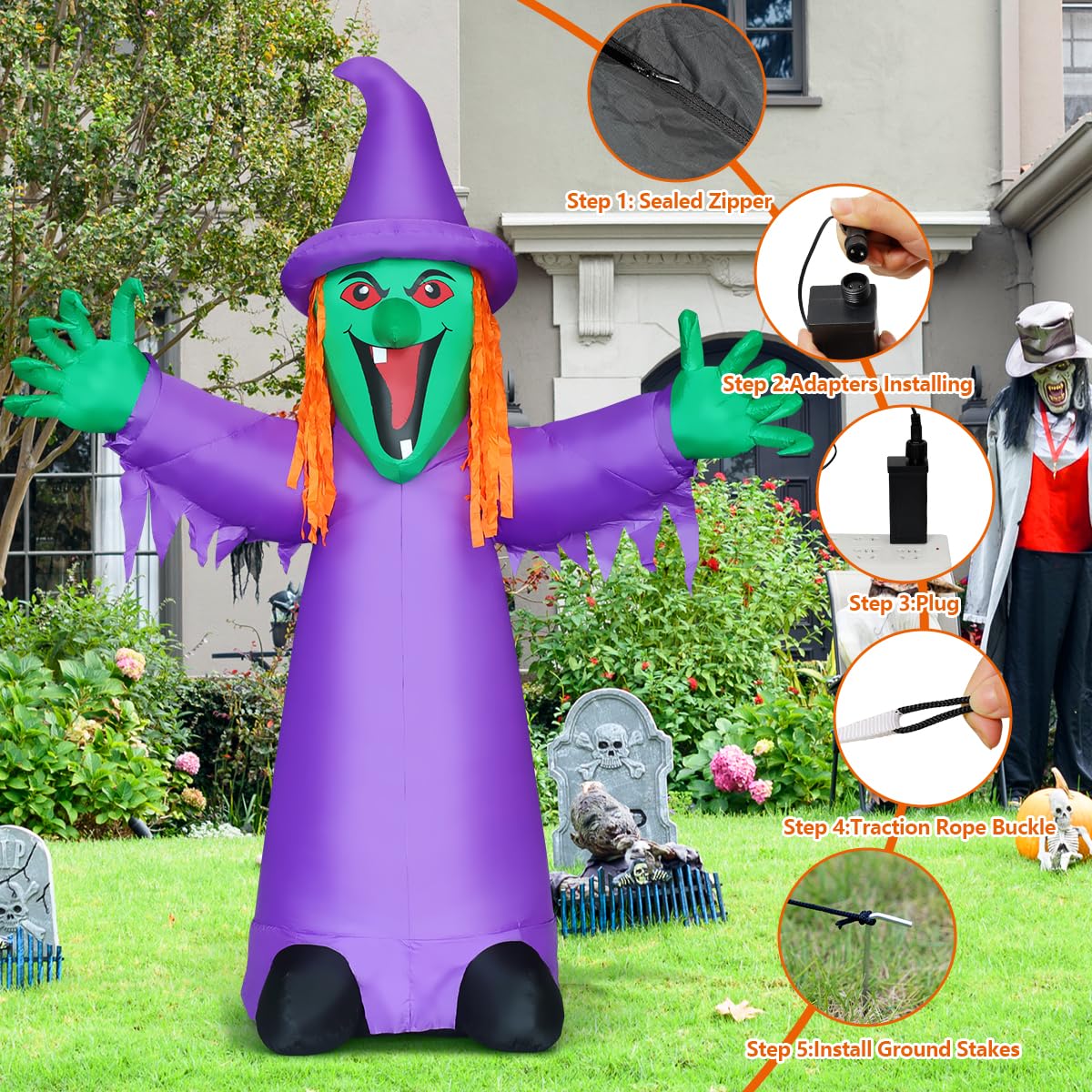 8FT Purple Halloween Inflatables with LEDs X307922