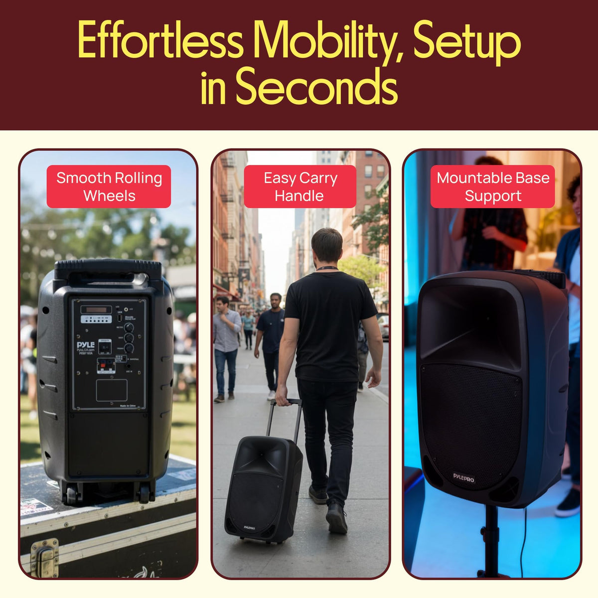 1000W Portable Bluetooth PA Speaker with 10'' Subwoofer and Wireless Mic C8817