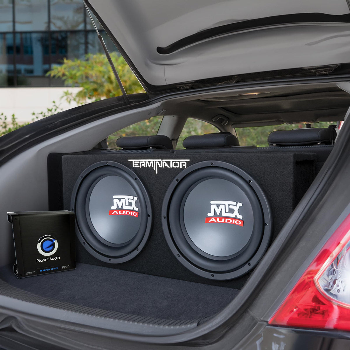 Dual 12" Subwoofers Loaded Enclosure with Amp & Wiring Kit P85473