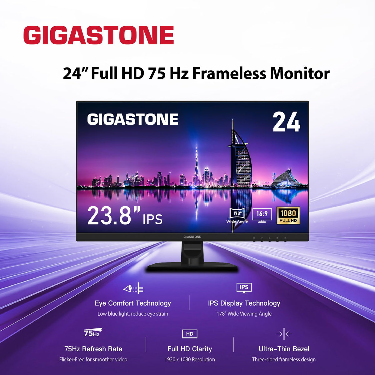 24 inch IPS LED Monitor 2-Pack 75Hz FHD Frameless U672