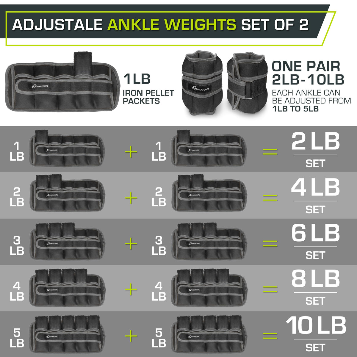 Ankle Wrist Arm Leg Weights Set of 2 Adjustable Strap W77330