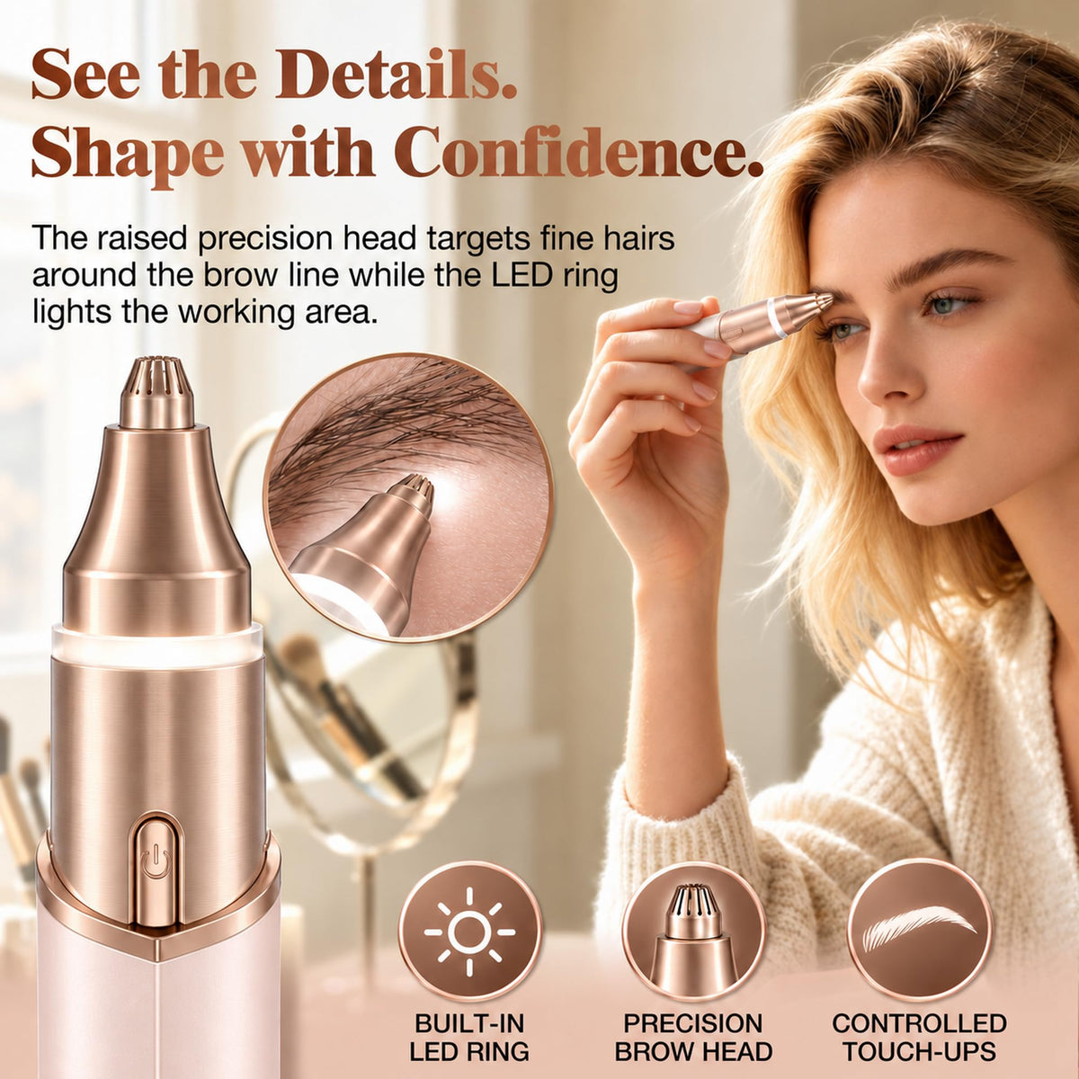2 in 1 Electric Face Shaver with LED Light J5943