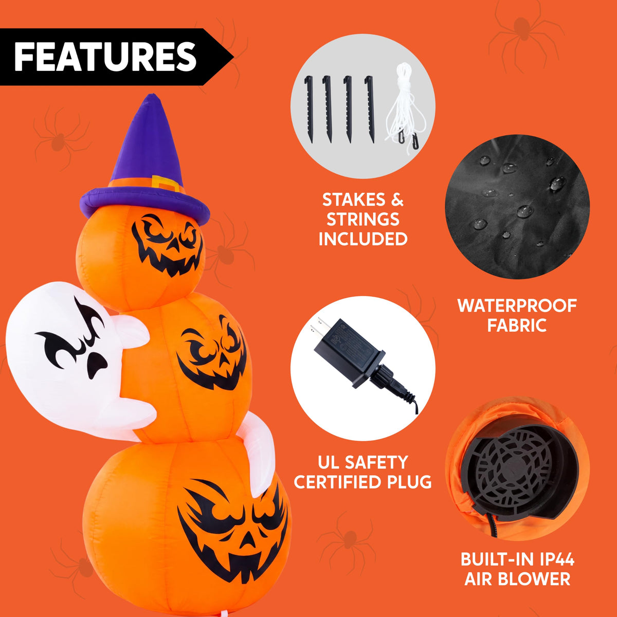 6 FT Halloween Inflatable Ghost and Pumpkins L9092