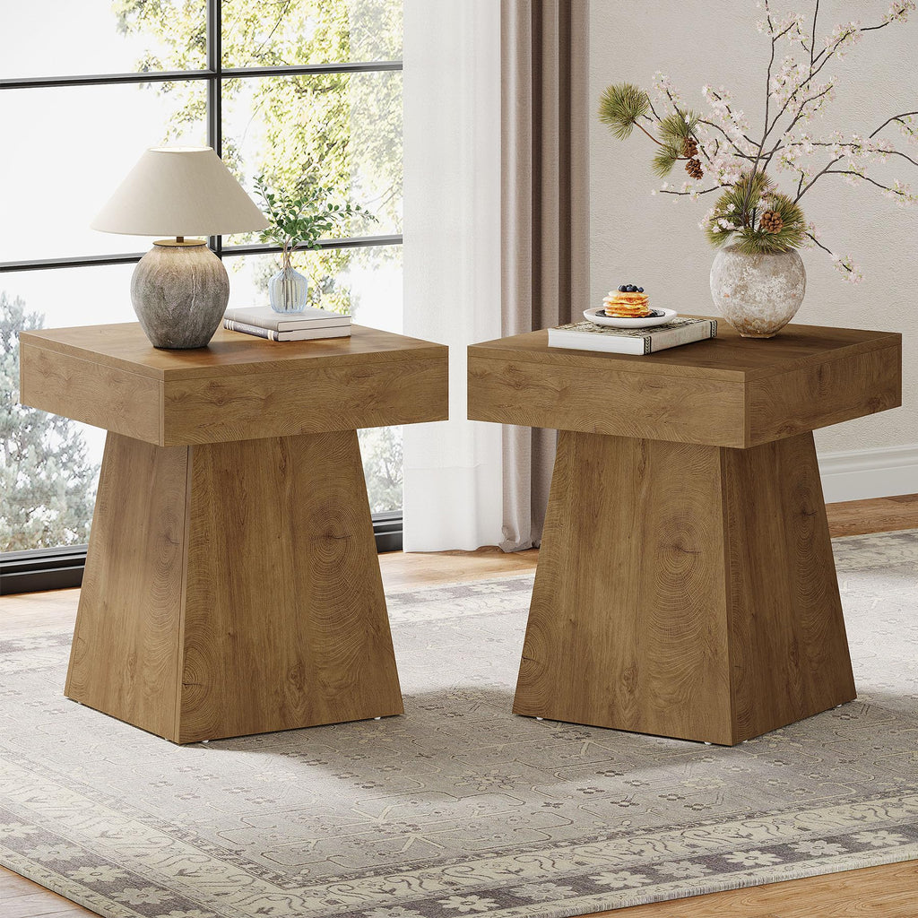 Small End Table Set of 2 Light Brown O599