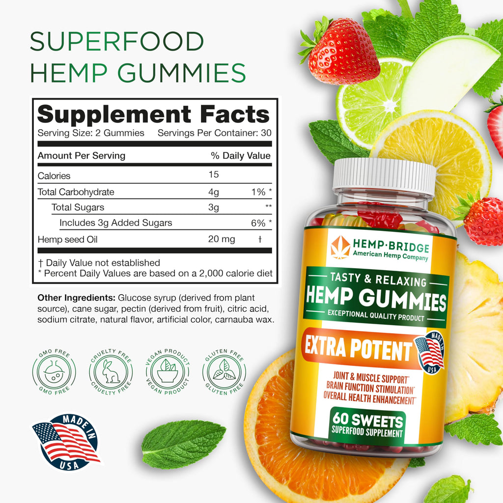 Hemp Gummies with Omega 3 6 9, 60 Count M798
