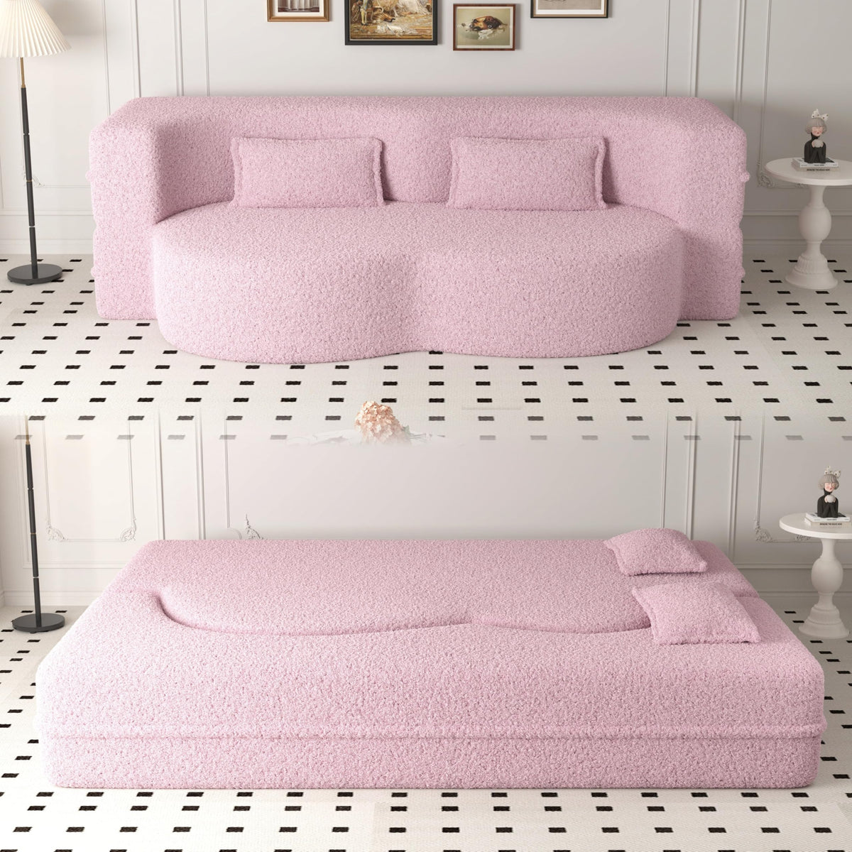 2-in-1 Convertible Sofa Bed with Pillows E819354