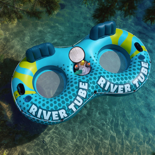 2-Person Inflatable River Tube with 2 Cup Holders & Removable Cooler X82399