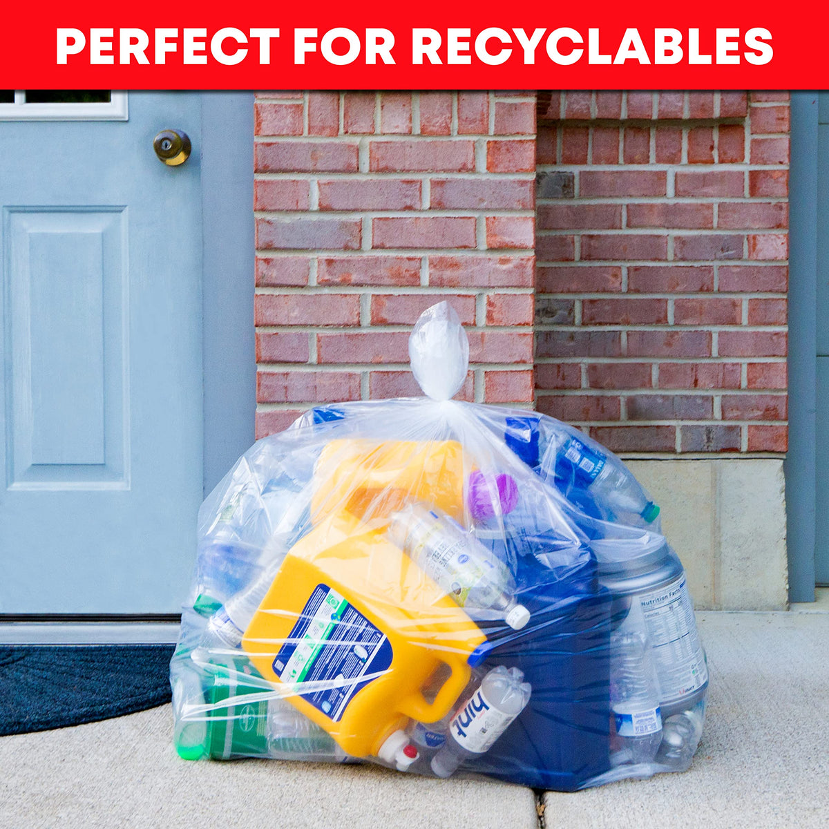 60 Gallon Heavy Duty Clear Trash Bags 150 Count E15184