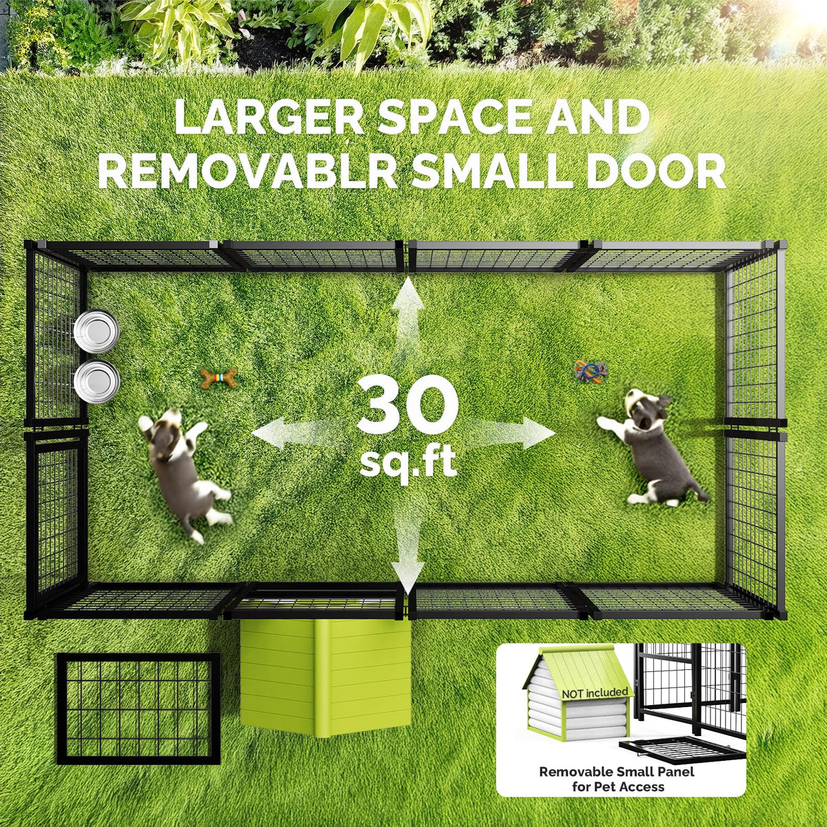 8x4x6FT Outdoor Dog Kennel with Doggy Door V89333