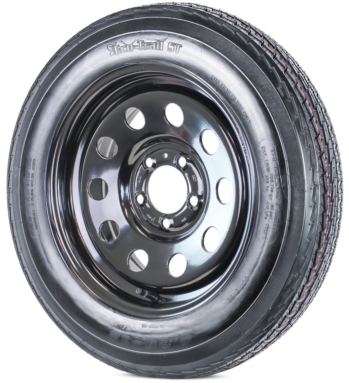 2-Pack Trailer Tire Rim Assembly 4.80-12 5 Lug Black Q6005